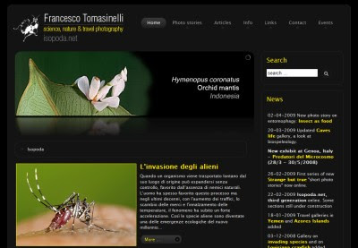 Home page di Isopoda.net, sito di Francesco Tomasinelli.