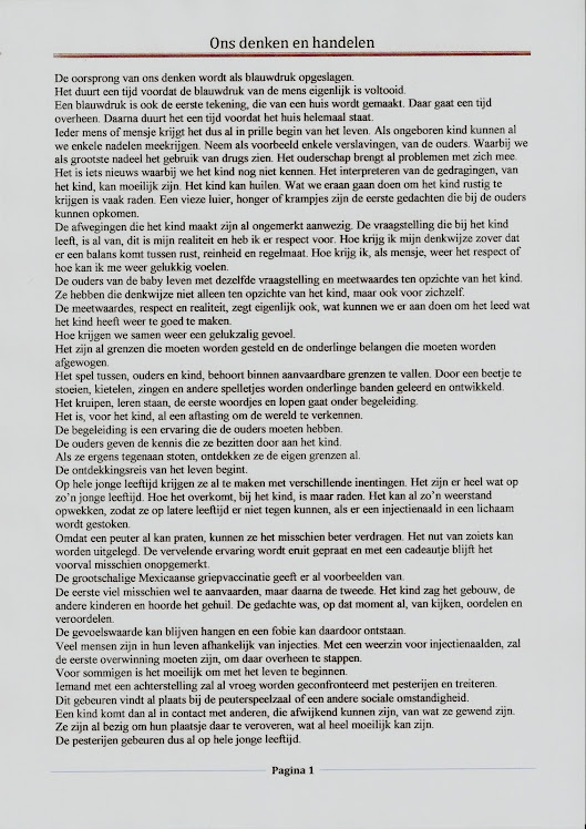 Ons denken en handelen blz 1