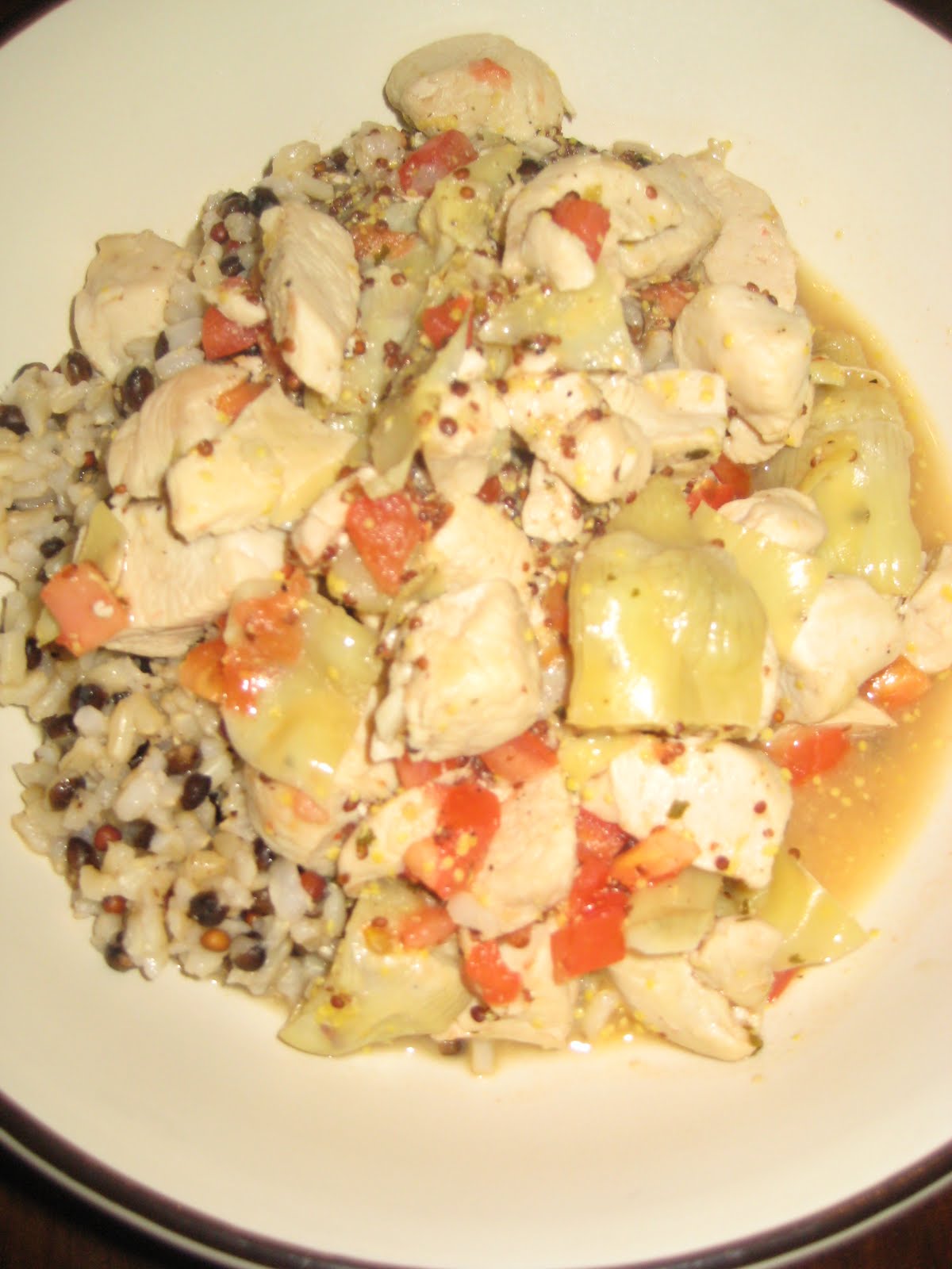 Bring Out The Chef In You Mustard Chicken with Artichoke and Diced Tomato