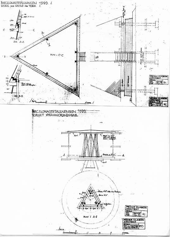 Plano 1 de Peder Clason arquitecto Torre de Suecia Montjuïc – Barcelona 1929
