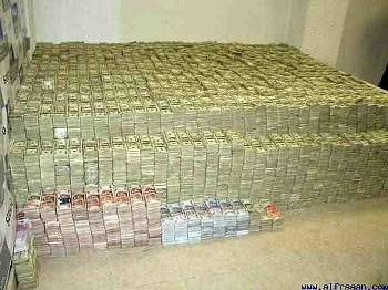 photo of a room full of money