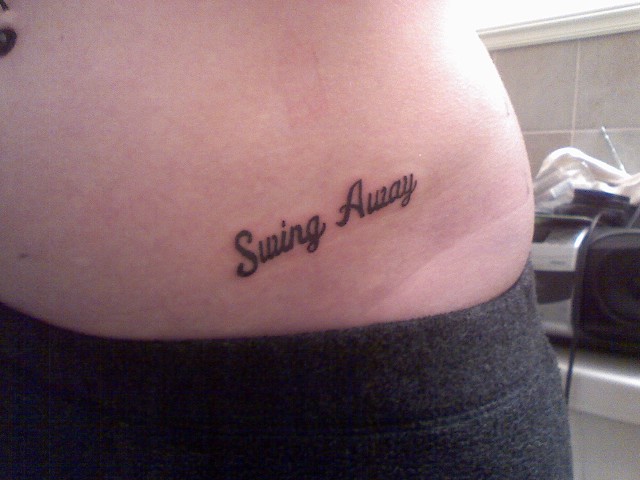 heart tattoos for women on hip. On the other hip I got the opposing sentiment, "Swing Away.