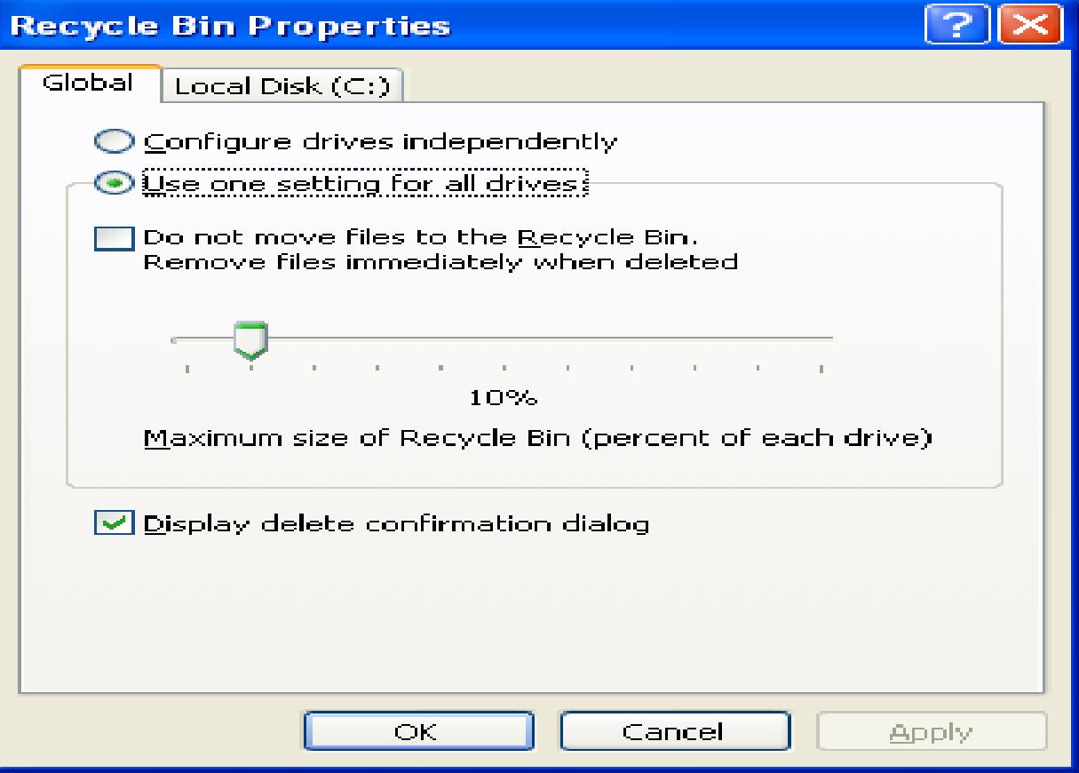 Reduce Recycle Bin Maximum Size Slow PC Texpert