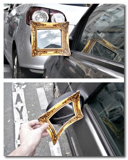 vintage frame on a wing mirror