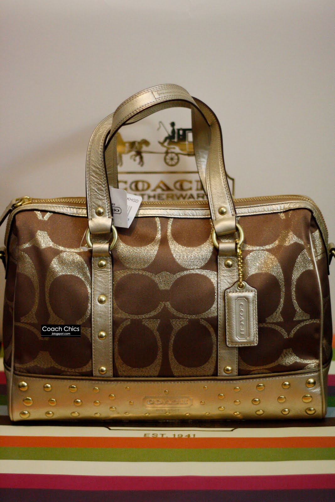 Coach Chics New released Coach NANCY Satchel Coach Signature Lurex