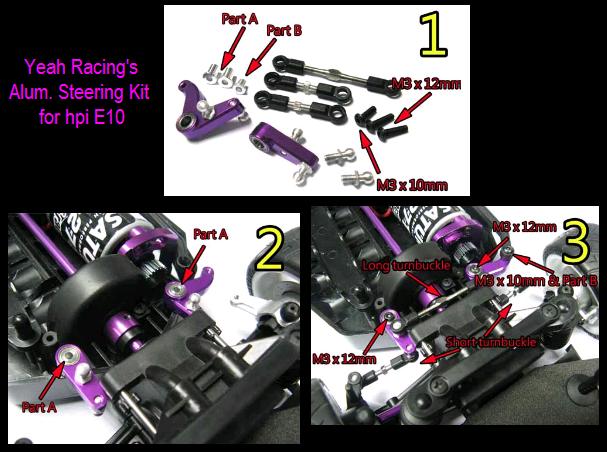 Felgood Customs: Yeah Racing's hpi.racing E10 alum. steering kit