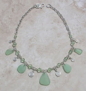Handmade sea glass necklace with seafoam green sea glass by Out Of The Blue Seaglass Jewelry