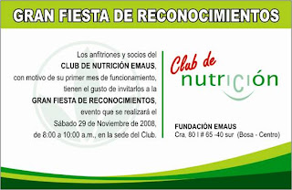 Herba News: Invitación Fiesta Club de Nutrición - Emaus (BOSA)