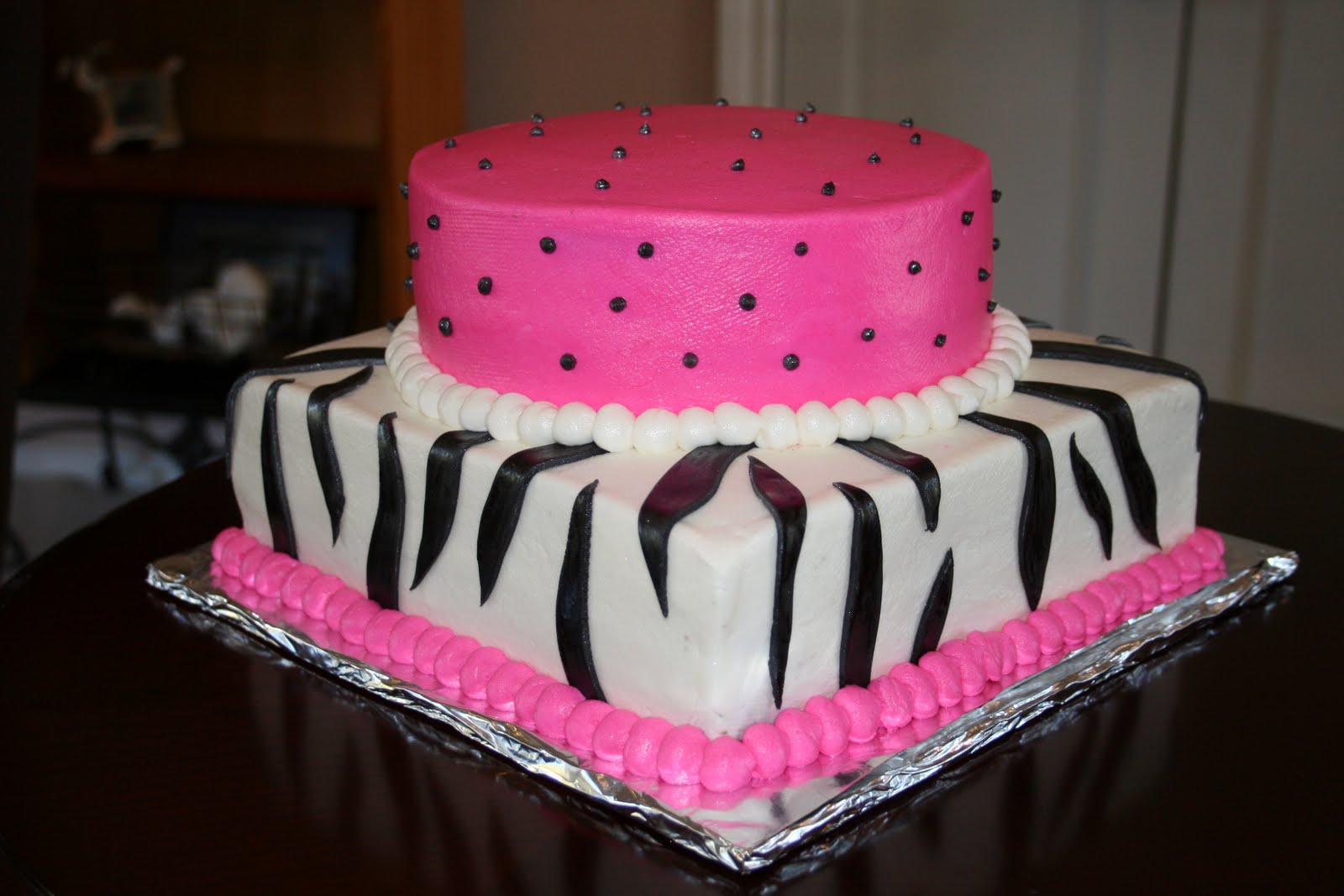 Rachel's Creative Cakes Pink and Black Zebra Birthday cake