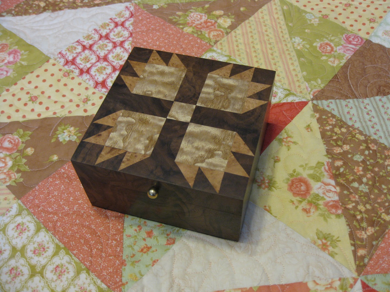 Millie's Quilting A Wooden Quilt Box and Three Quilts