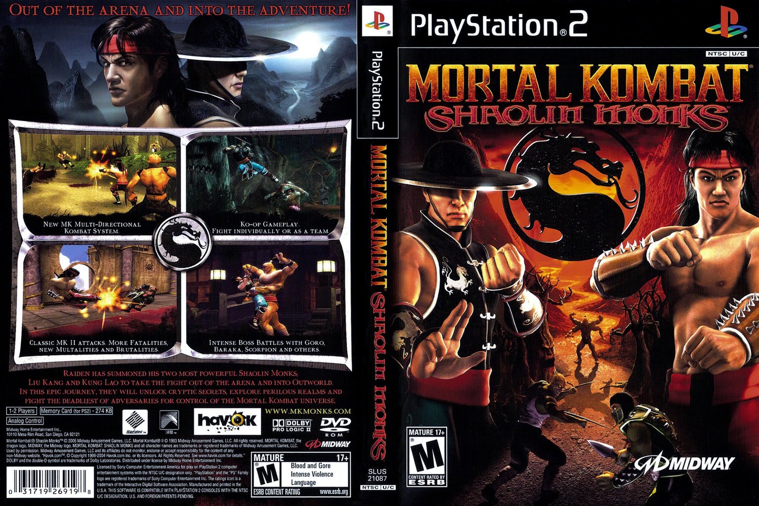 mortal kombat shaolin monks playstation