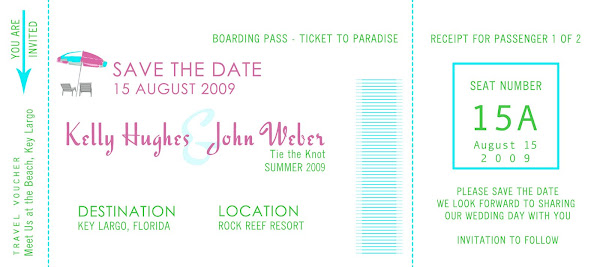 Boarding Pass Invitation/Save the Date Announcement