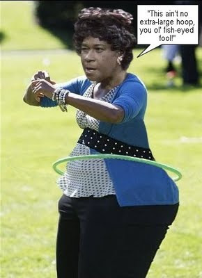 Michelle Obama Twirls a hula hoop