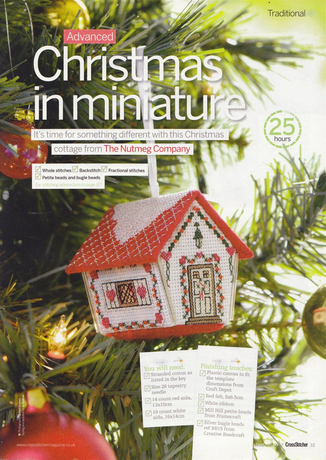 natty's cross stitch corner: Christmas Cottage Ornament