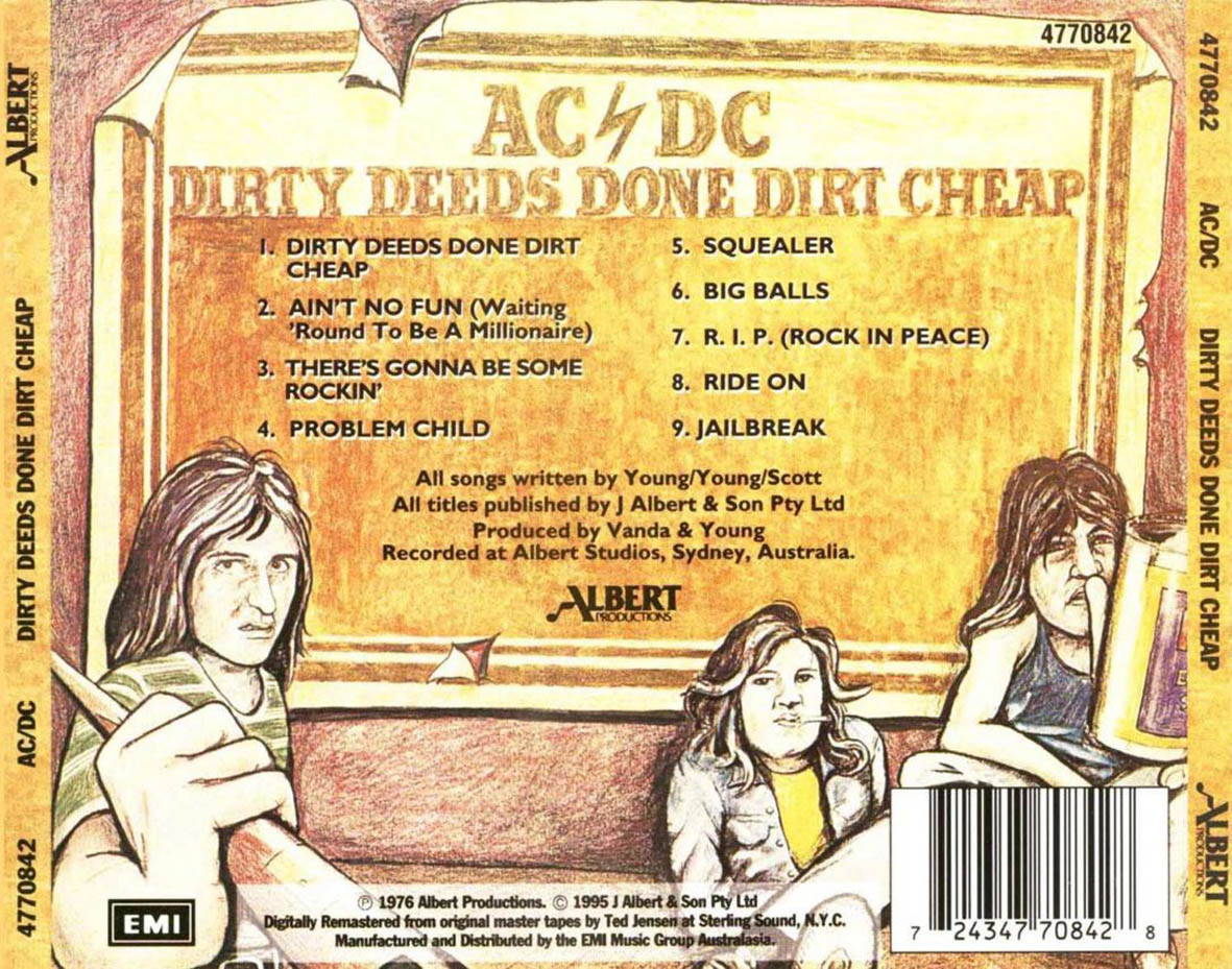 CARATULAS DE CD DE MUSICA Acdc Dirty Deeds Done Dirt Cheap (Edicion Australia)(1995)