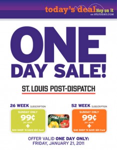 Coupon STL: Post-Dispatch One Day Sale + Get a Shop &#39;n Save Gift Card