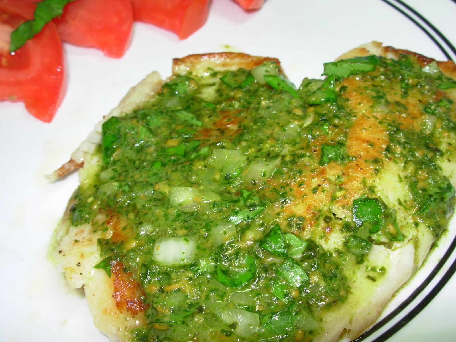 Honk If You Love Food Sauteed Halibut with Lemon Pesto Butter