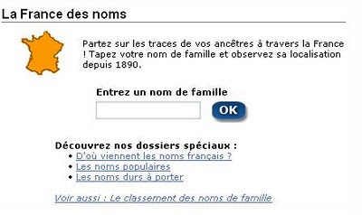 Répartition des noms de famille en France depuis 1890