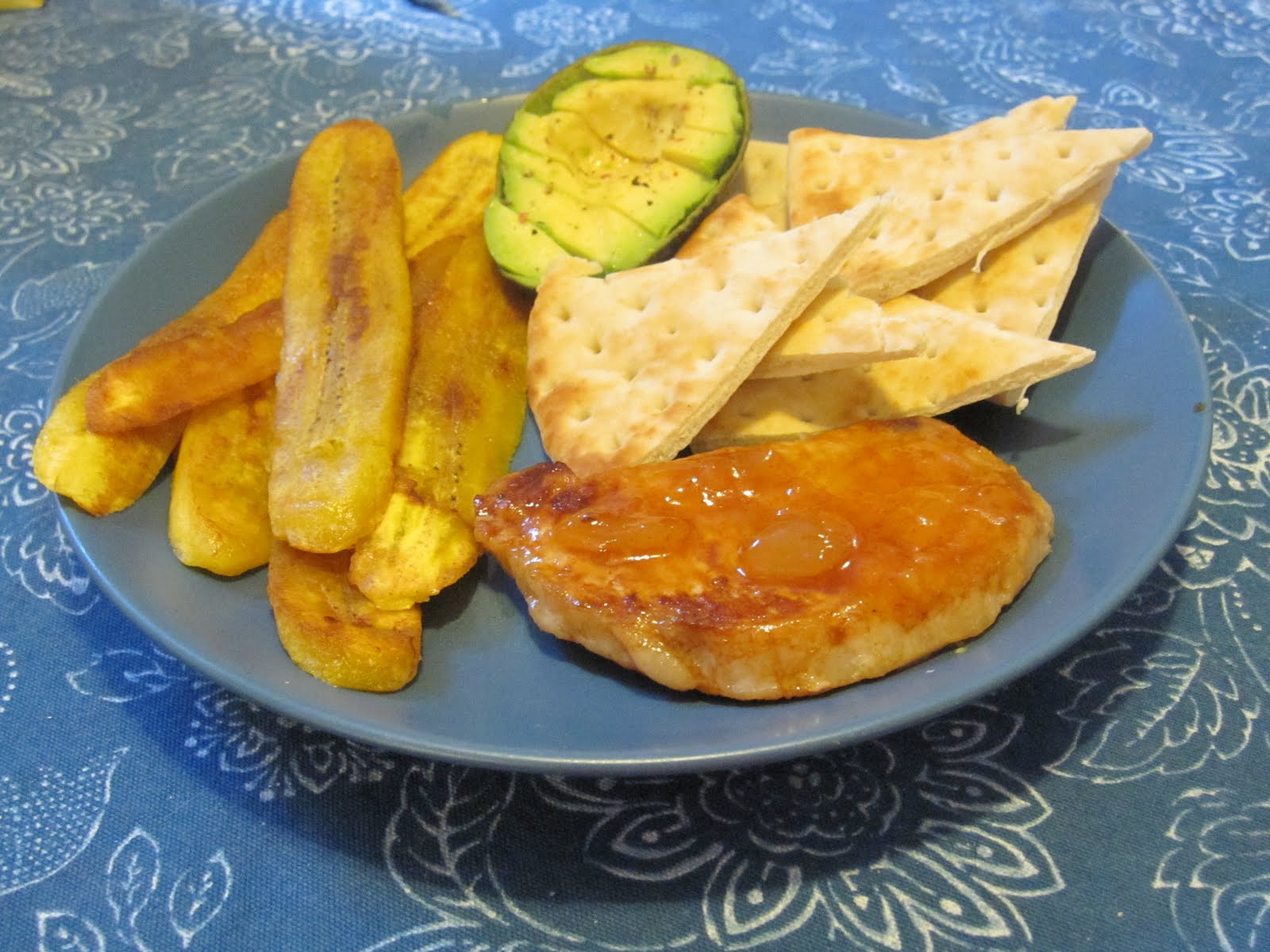Kitchen Musings Mango Chutney Pork Chops with Platanos Fritos