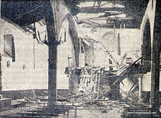 interior de la Iglesia de Candelario después de la caída del rayo