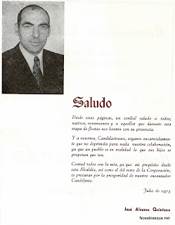 Saluda de Jose Alvarez Quintana, alcalde de Candelario Salamanca en 1973