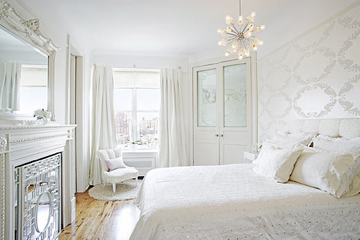 so beautiful another beautiful white bedroom with amazing wall paper