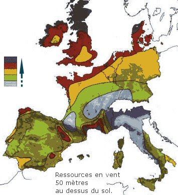 Carte des vents en Europe - Atlas éolien d'Europe