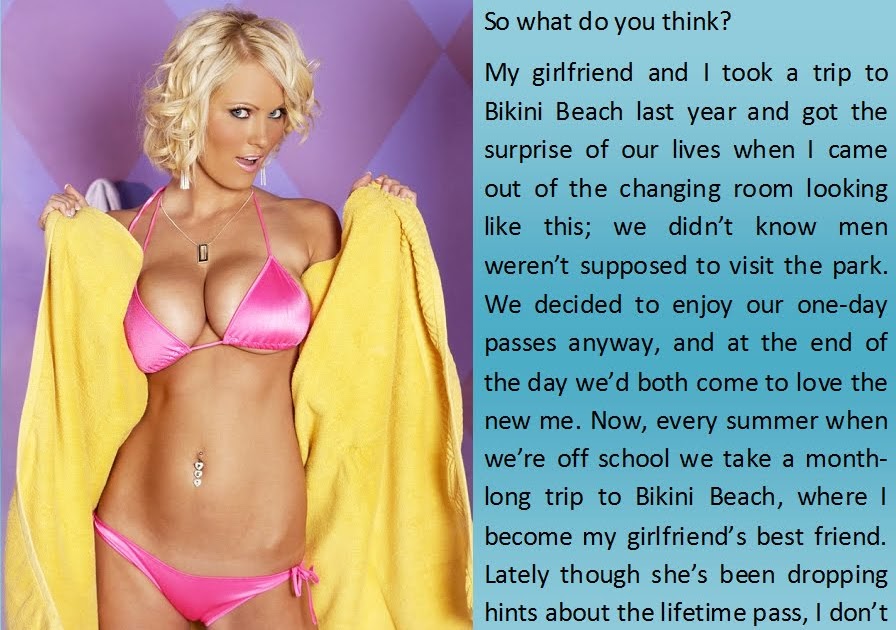 Awesome TG Captions Bikini Beach.