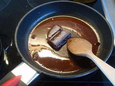 elaboración de la salsa de chocolate