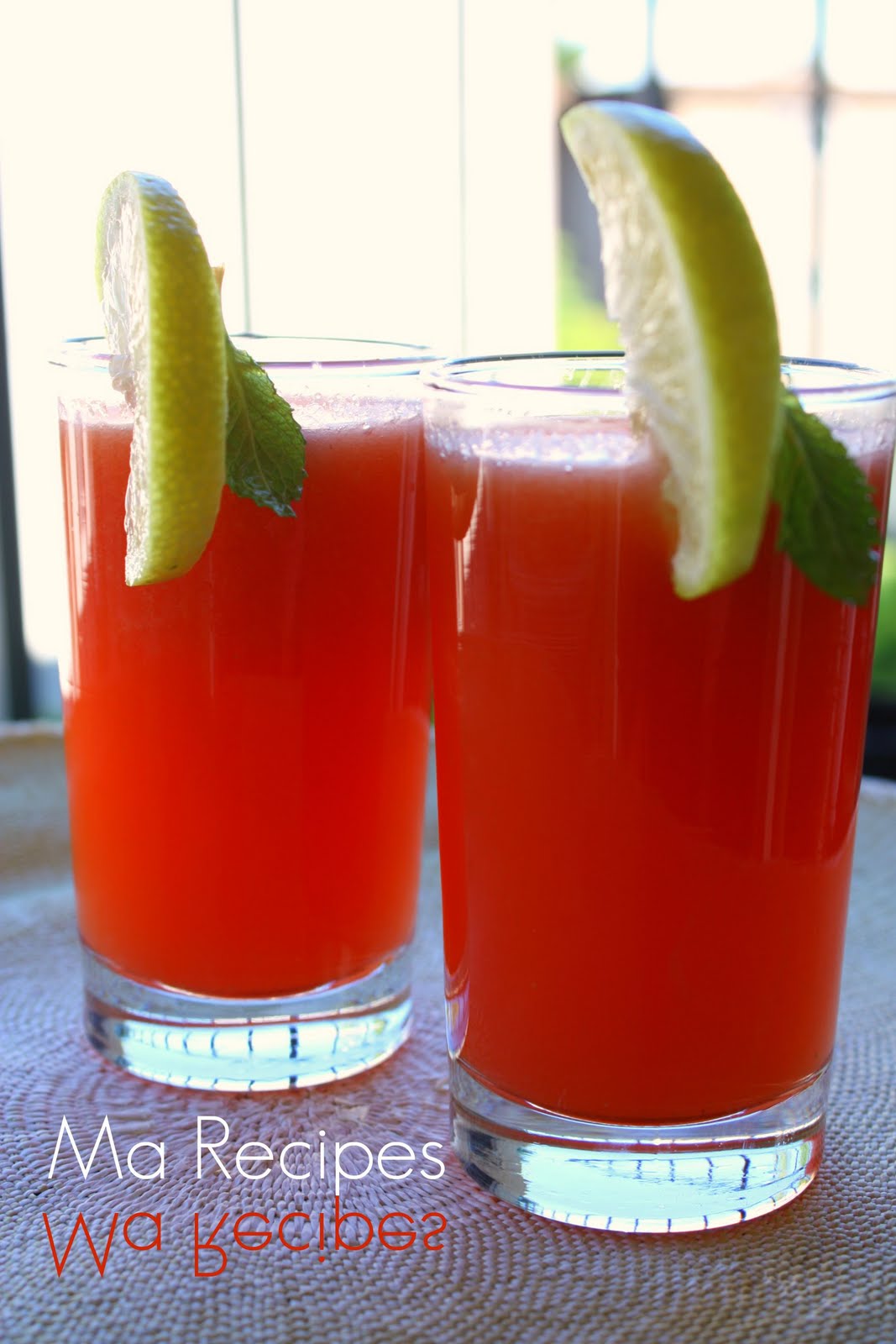 Ma recipes Watermelon punch with dash of Orange and Sweet lemon Non