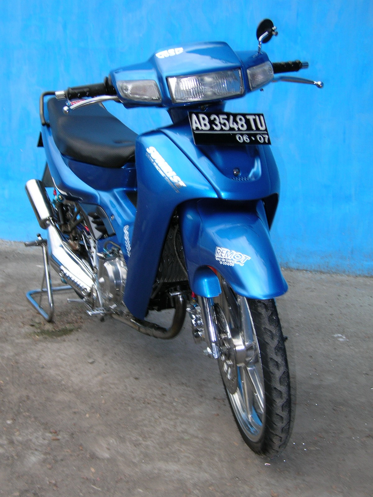 Modif Suzuki Satria Blue Color Airbrush Motor Modif Contest