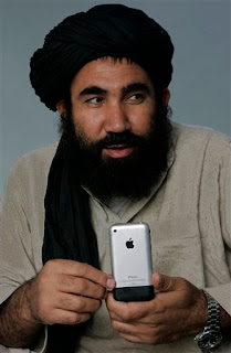mullah with iphone and internet in afghanistan