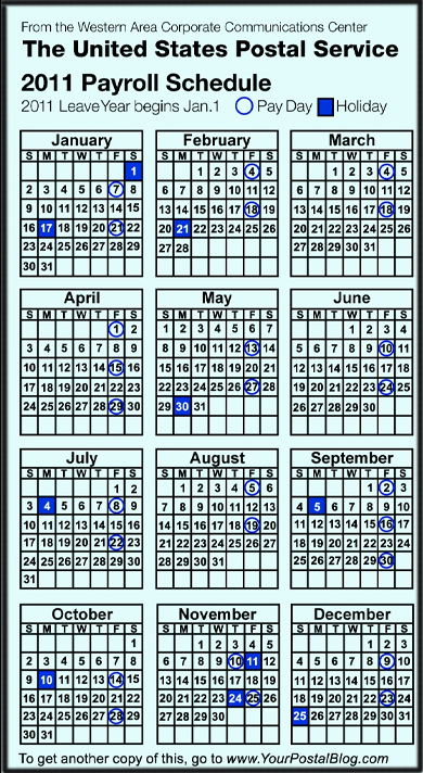 Your Postal Blog: 2011 Postal Payroll Calendar Your Postal Blog: 2011 Postal Payroll Calendar