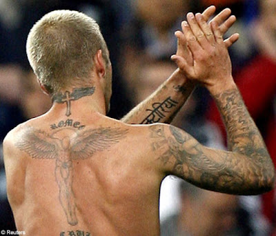 david beckham tattoos back. David Beckham Back Tattoo