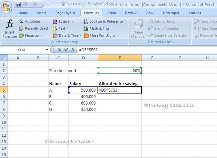 Dummy Essentials: Cell Referencing In Excel 2007