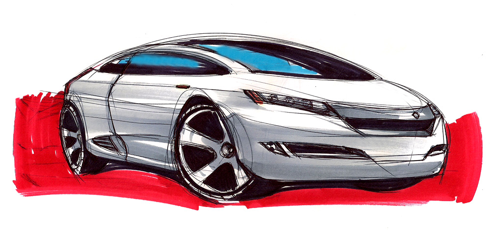 hyrax sketches: Manual sketch of concept car