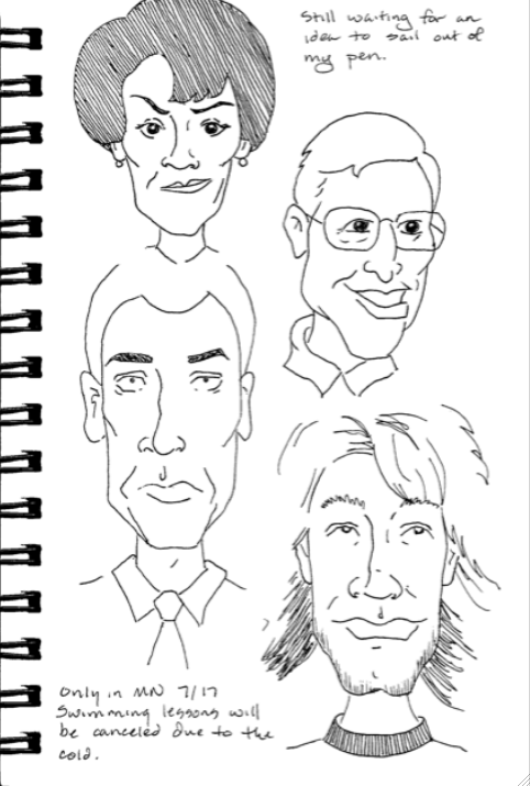 caricatures in an artist journal 