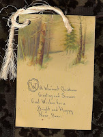 Gift Tag made from Christmas Vintage Postcard  as seen on linenandlavender.net:  http://www.linenandlavender.net/2009/08/paris-is-mad.html