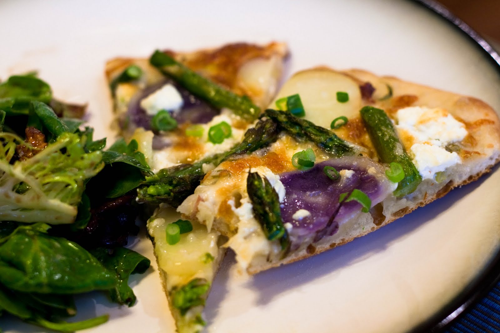 Pizza with Asparagus, Fingerling Potatoes, and Goat Cheese — asparagus