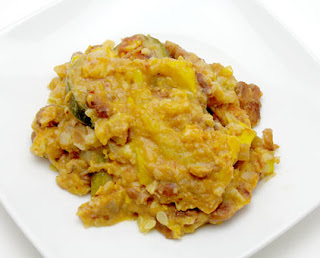 Crock pot squash enchilada casserole, adapted from Not Your Mother's Slow Cooker Cookbook