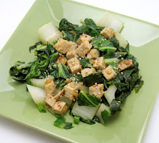 recipe for bok choy with sesame and garlic tofu