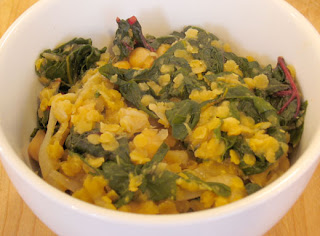 Curried lentil and Swiss chard stew, adapted from Bon Appetit: Fast Easy Fresh