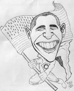 Caricature of Barack Obama made by Rasagy Sharma aka RaSh