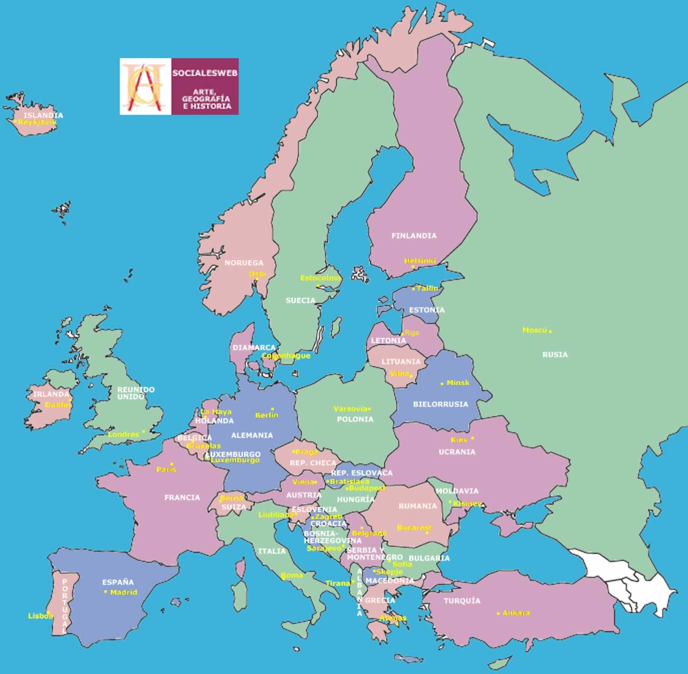 Mapa Da Europa Politico Com Os Paises Geografico Atual Images