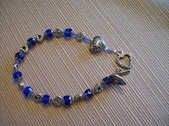 Blue heart prayer bracelet