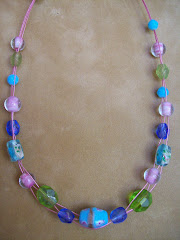 Blue green pink necklace
