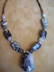 Black grey stone necklace