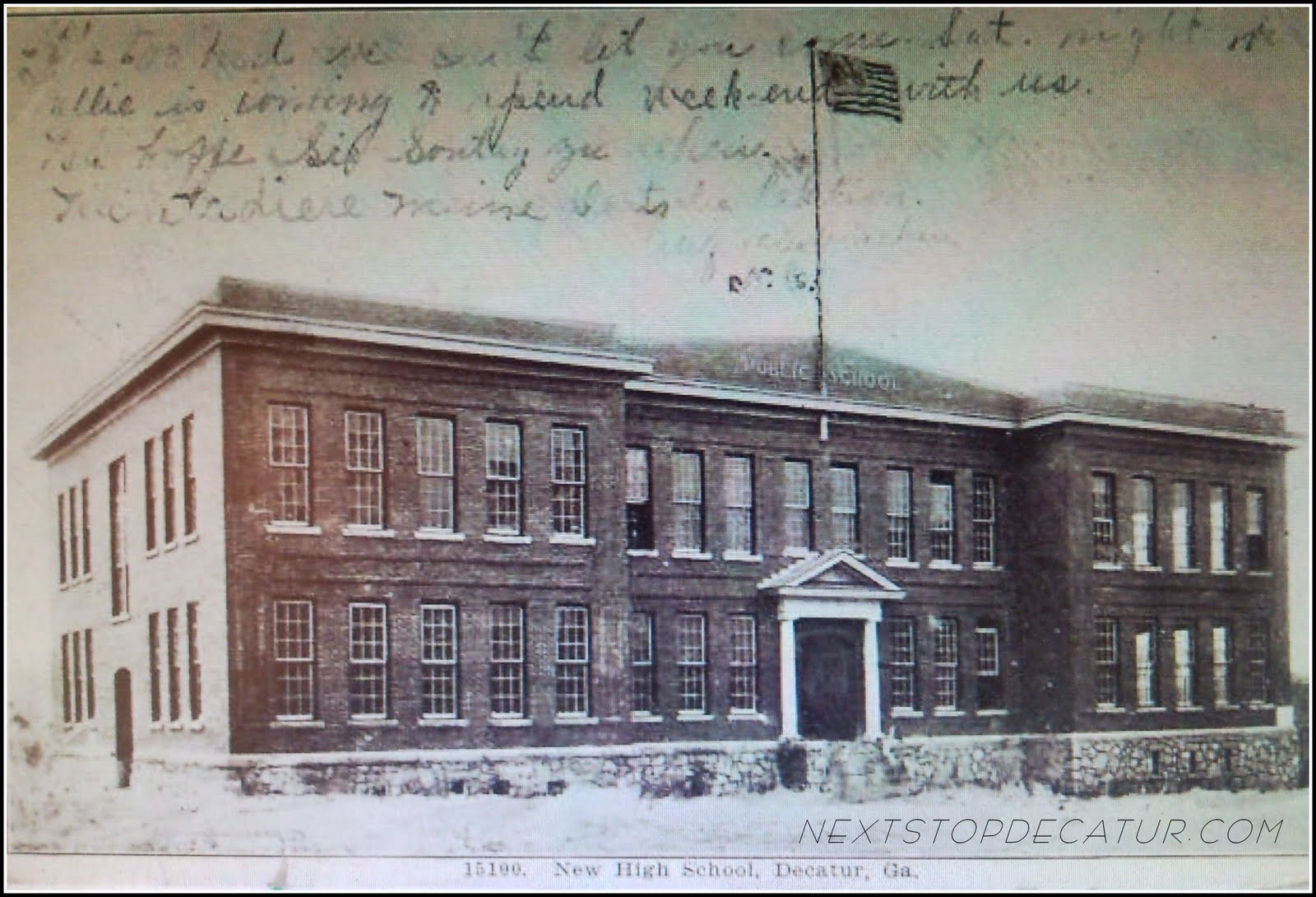 NEXT STOP...DECATUR Vintage Post Card of Decatur High School
