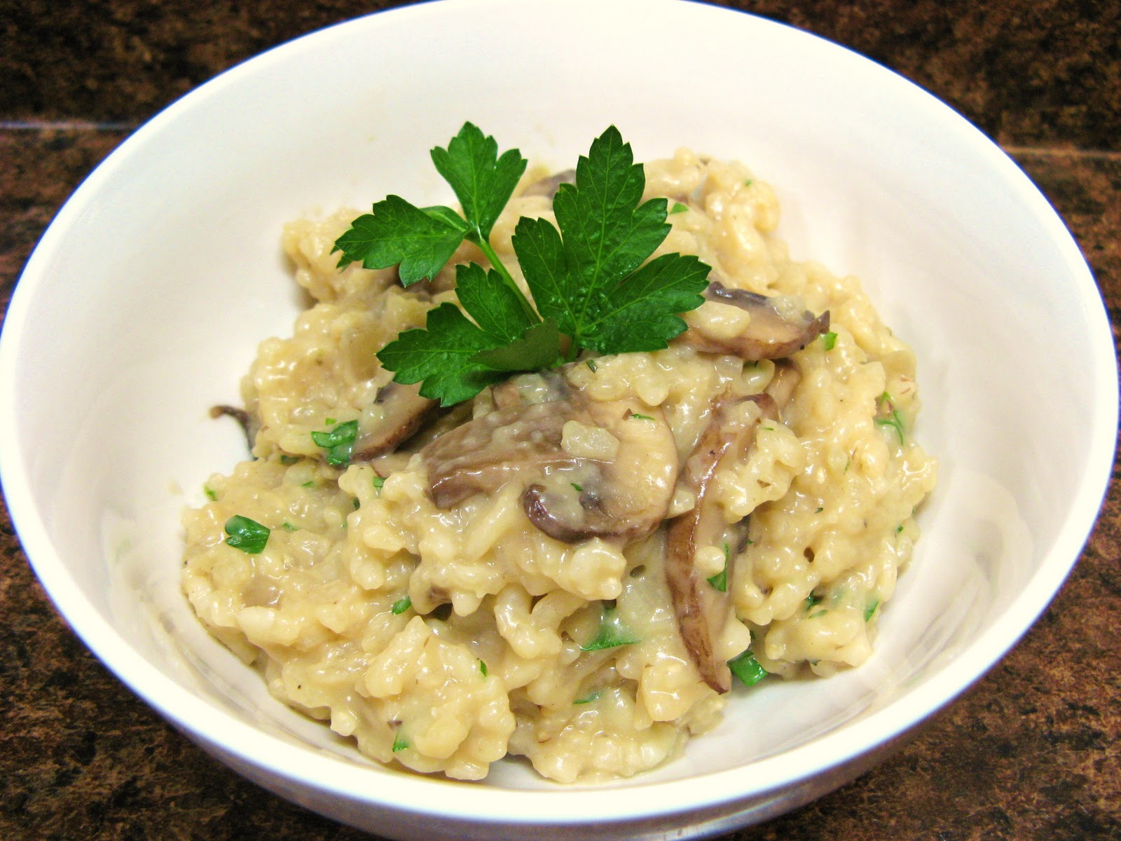 The WellFed Newlyweds Baked Risotto with Mushrooms and Goat Cheese