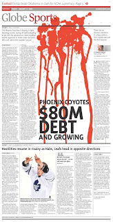 Globe and Mail: Phoenix Coyotes going bankrupt in the desert